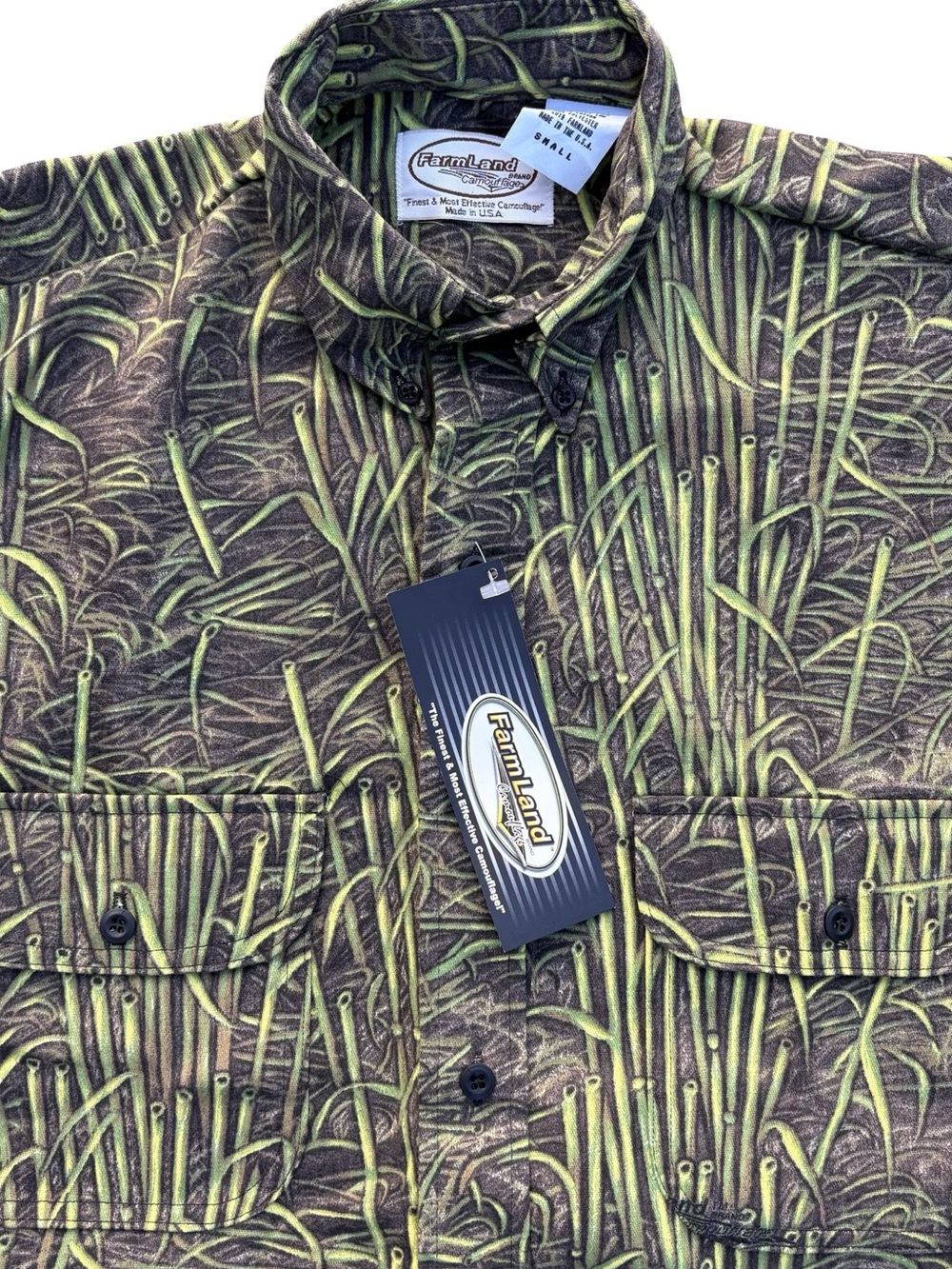 VTG Farmland Cornfield Camouflage Small Long Sleeve Shirt USA Made Waterfowl